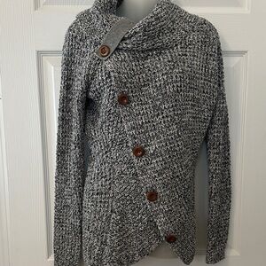 Gray Knit Button-Up Sweater